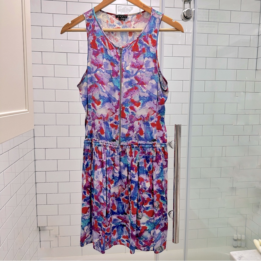 Theory | silk floral zip dress size 8